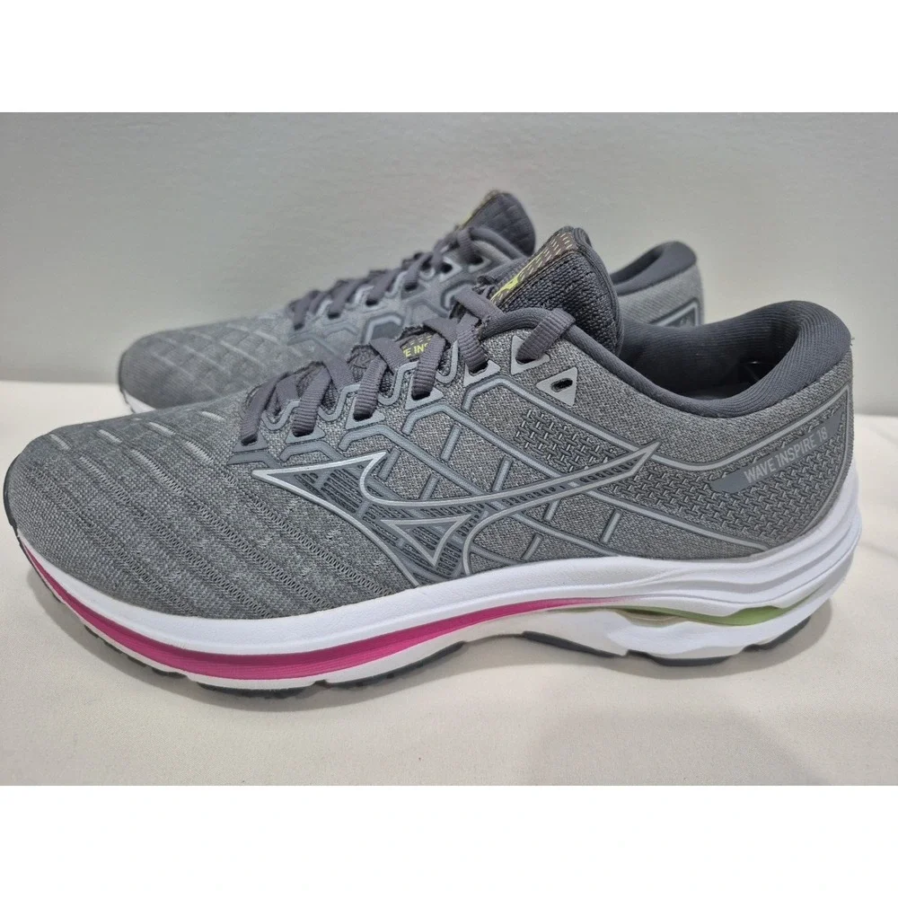 MIZUNO Wave Inspire 18 Womens Sz 7.5 Running Gray Shoes J1GD224405